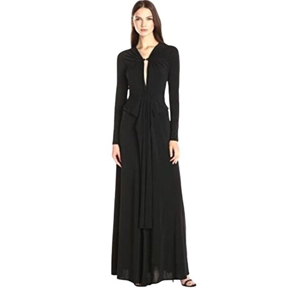 Halston Heritage Dress XS Women Stretch Matte Jersey Long Sleeve Gown‎ Cocktail - Picture 1 of 15